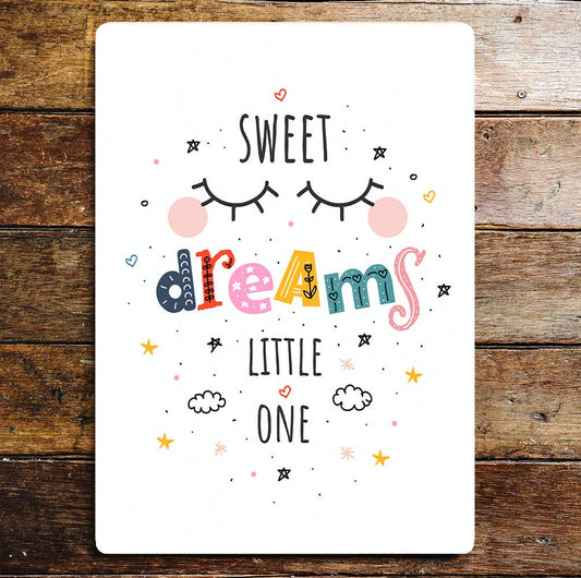 Sweet Dreams Little One Clouds Stars Metal Sign Plaque