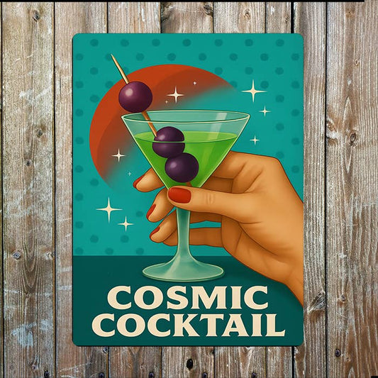 Cosmic Cocktail | Space Retro | Metal Sign Plaque