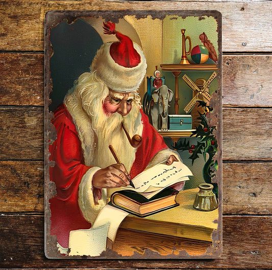 Vintage Santa Make A List Christmas | Metal Vintage Wall Sign