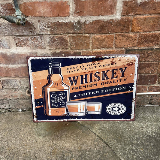 Whiskey Bar Retro Tin Sign | Metal Sign Plaque