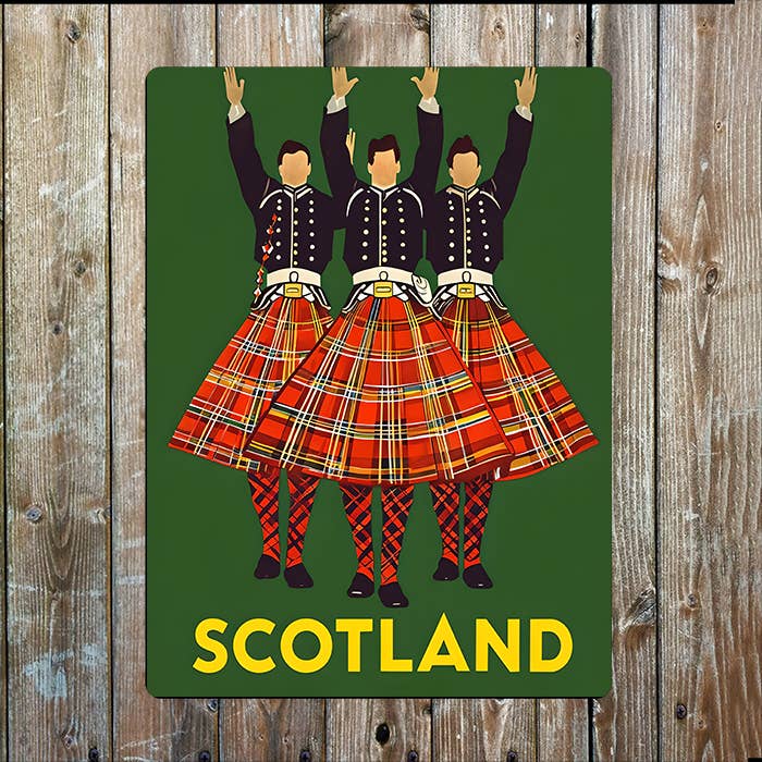 Vintage Dancers Kilt | Scottish Scotland | Metal Sign Plaque