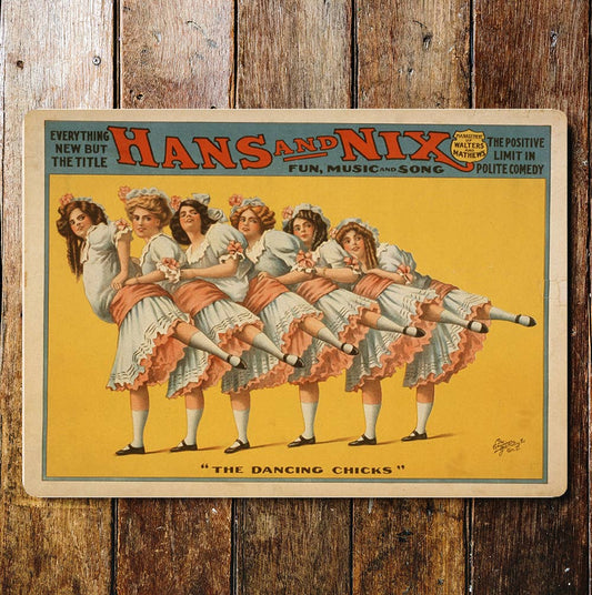The Dancing Chicks Can Can Girls Metal Wall Sign Plaque