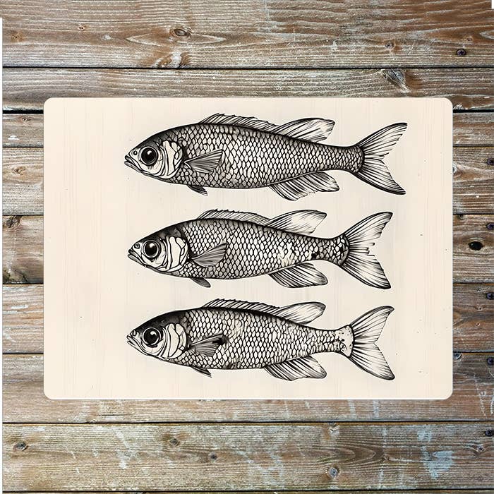 3 Fish Line Drawing Sea Nautical | Metal Sign Plaque