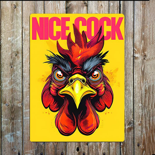 Nice Cock | Cockerel Hen Bathroom | Metal Sign Plaque