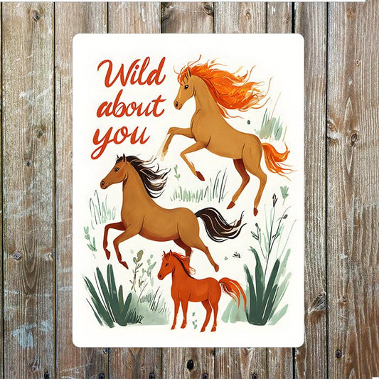 Illustration Horses Cowboy Western Art | Metal Sign Plaque