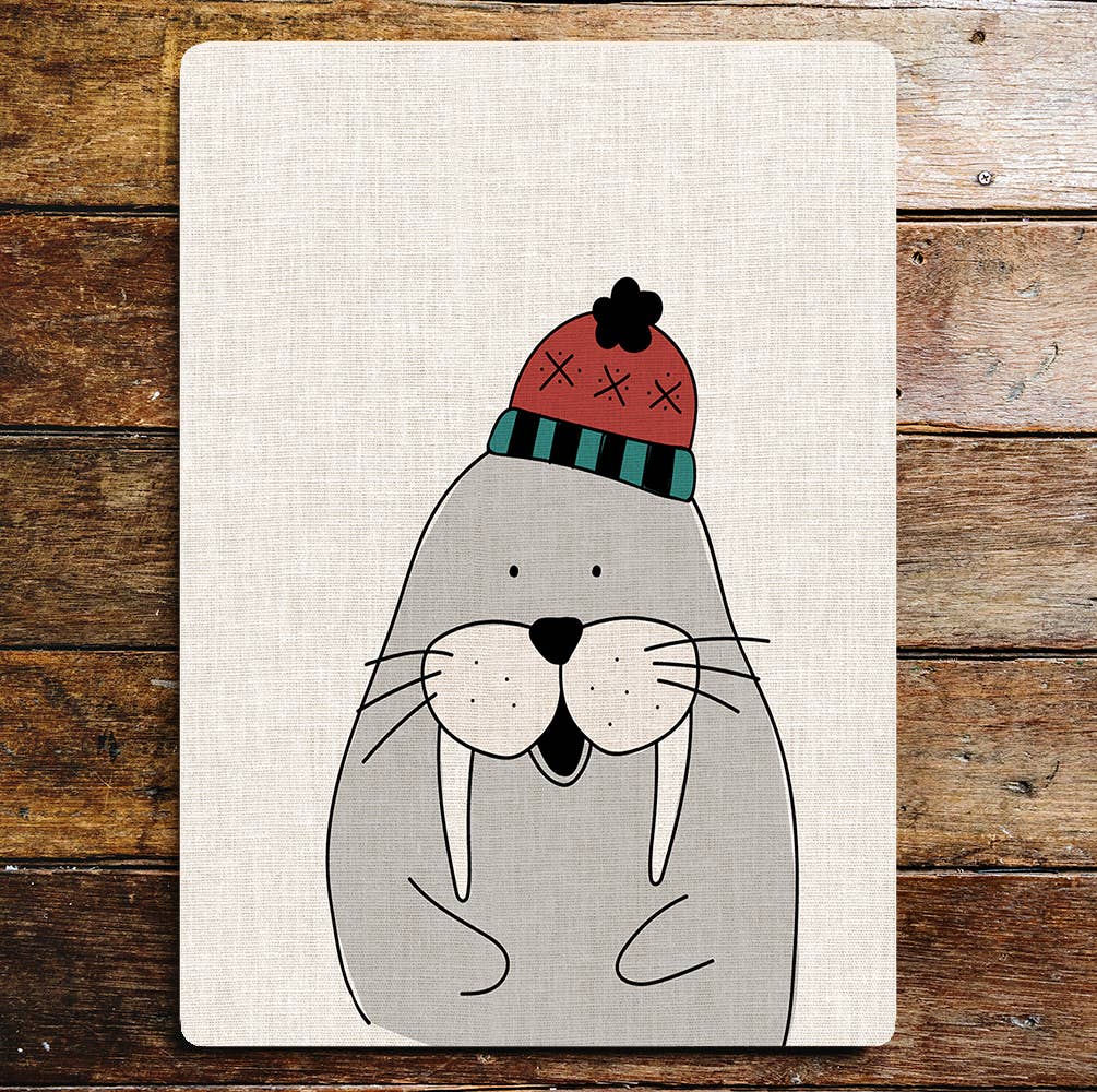 Walrus Animals Hat Cute | Metal Wall Sign