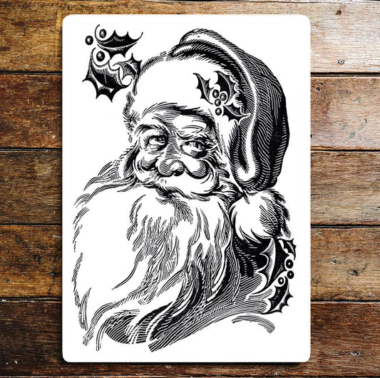 Santa Father Drawing Christmas Metal Wall Sign