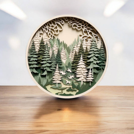 Festive Forest Christmas Decoration Circle Metal Sign