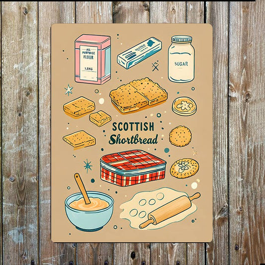 Scottish Shortbread Baking Recipe Metal Sign Plaque
