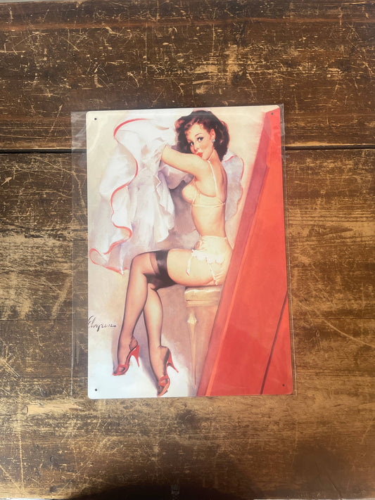 Pin Up Girl Dressing Room Metal Art Wall Sign