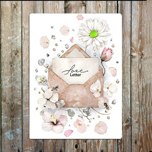Watercolor Open Envelope Love Letter | Metal Sign Plaque
