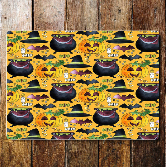 Halloween Pumpkins Pattern | Metal Wall Sign Plaque