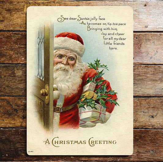 Vintage A Christmas Greeting Wall | Metal Sign Plaque