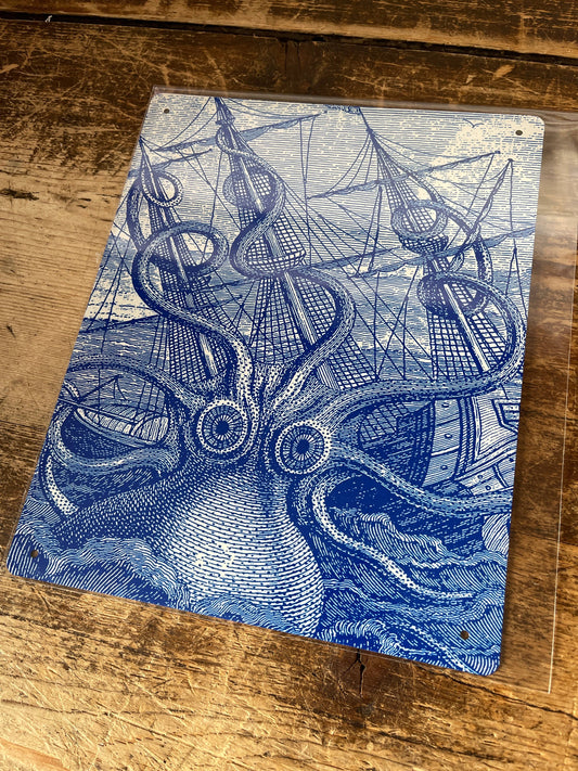 Blue Octopus | Metal Botanical Wall Sign