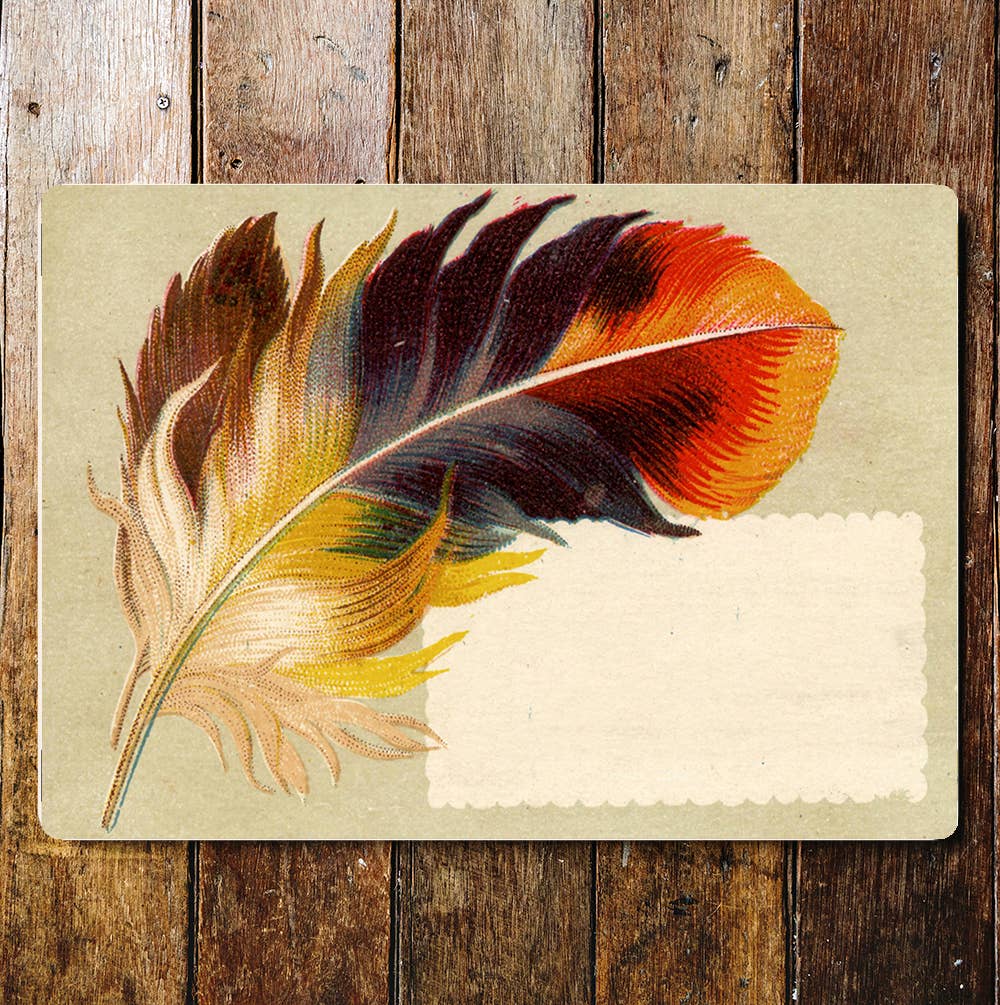 Multi Coloured Feather Personalize | Metal Sign Plaque