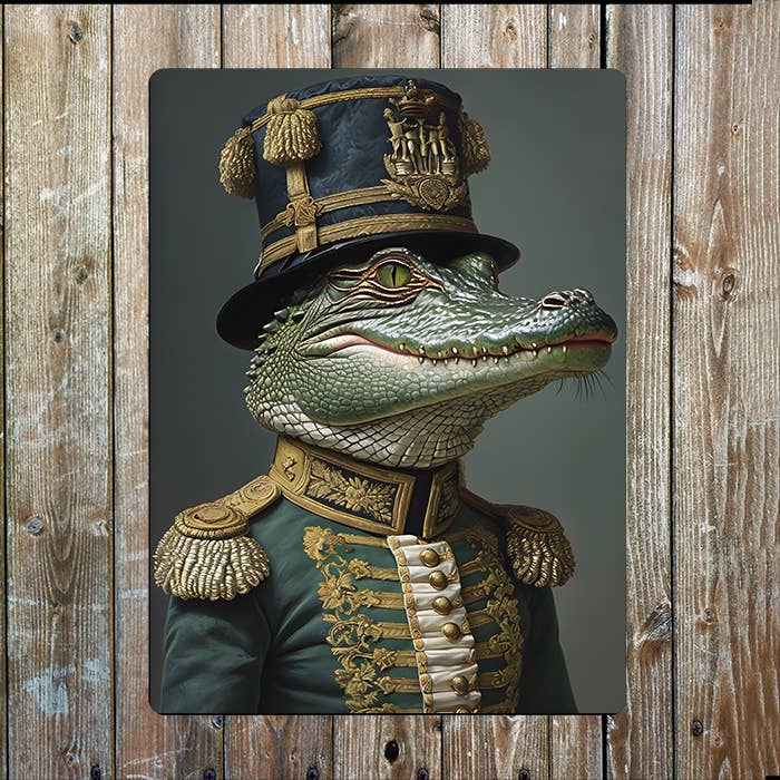 Alligator Officer Military Uniform Clothes | Metal Sign Plaque
