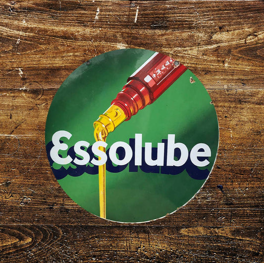 Essolube Oil Circle Metal Sign