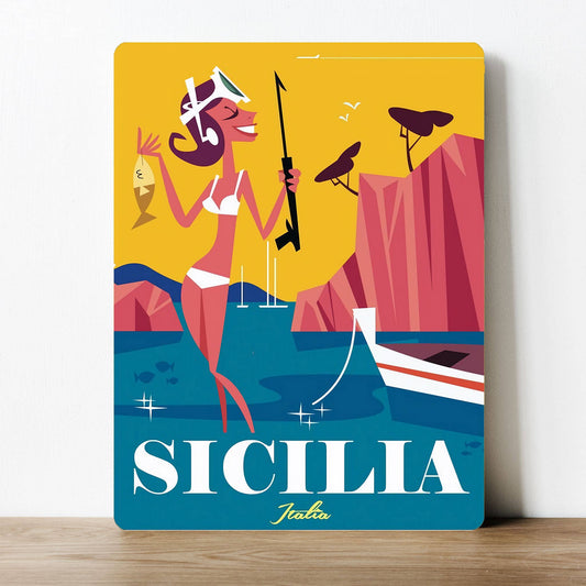 Retro Sicilia travel Italy Metal Sign Plaque