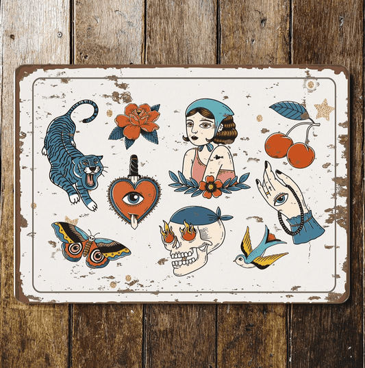 Classic Tattoo symbols | Metal Sign Humorous Plaque