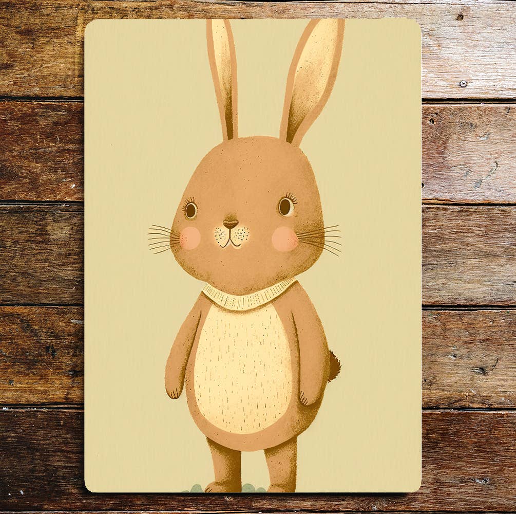 Cute Rabbit Rosy Cheeks Big Ears | Metal Sign Plaque