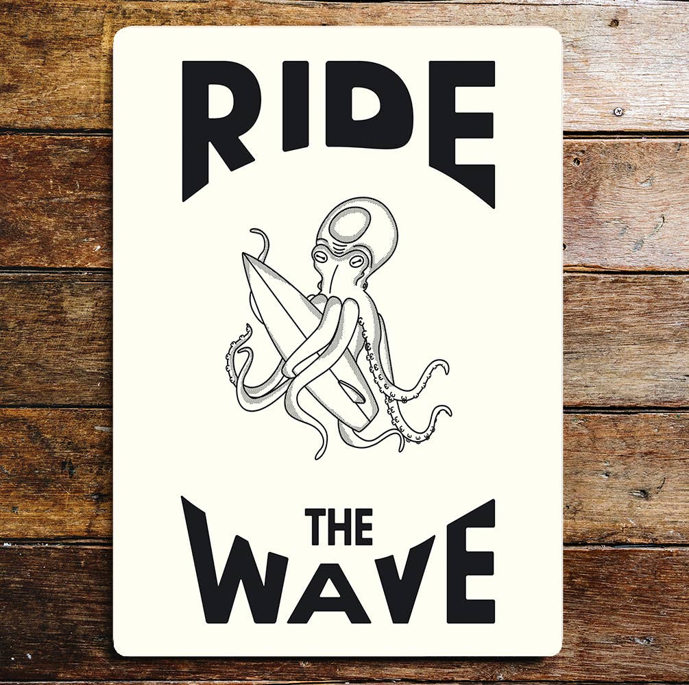 Ride the Wave Surf Beach Vibes Metal Sign Plaque