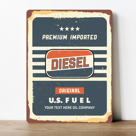 Premium Imported Diesel Us Fuel Metal Sign Plaque