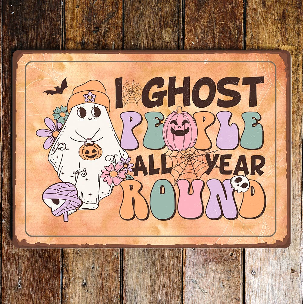 Halloween Creepy Ghost Art | Metal Sign Plaque