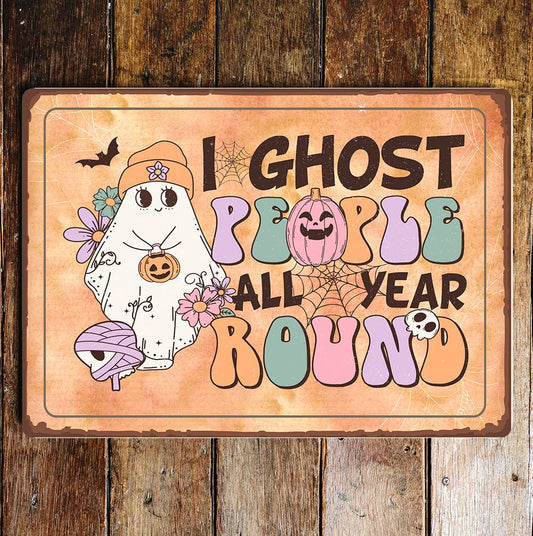 Halloween Creepy Ghost Art | Metal Sign Plaque