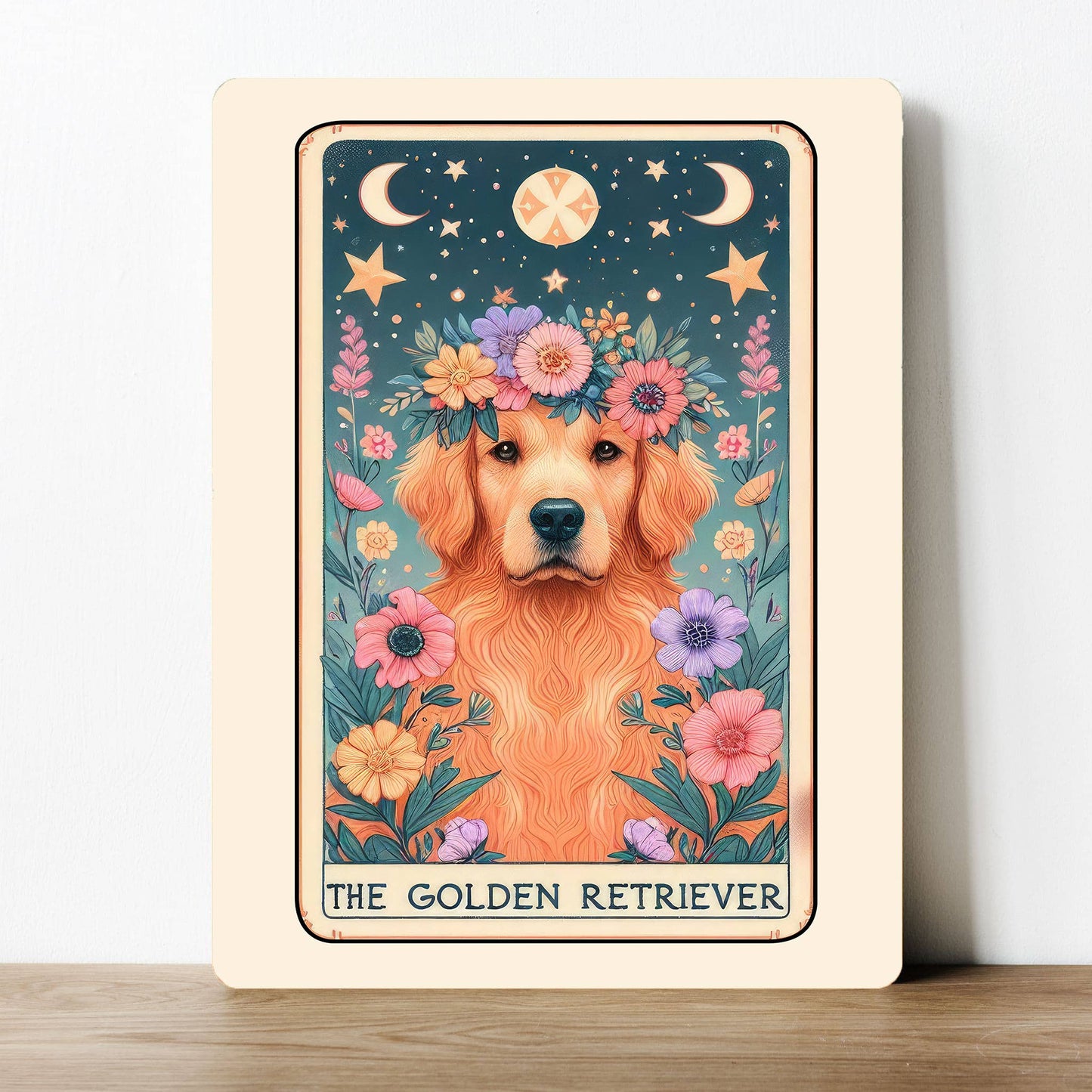 The Golden Retriever Flower Tarot | Metal Sign Plaque