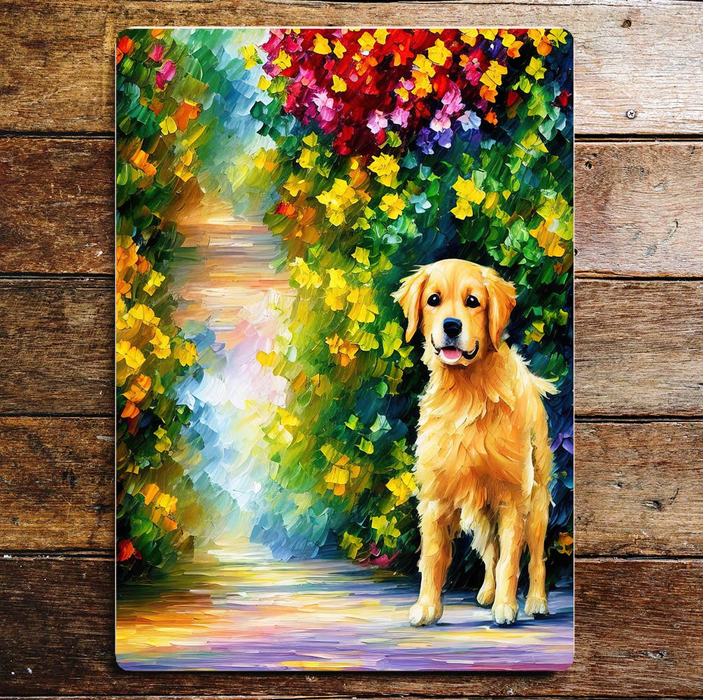 Golden Retriever painting | Metal Sign plaque