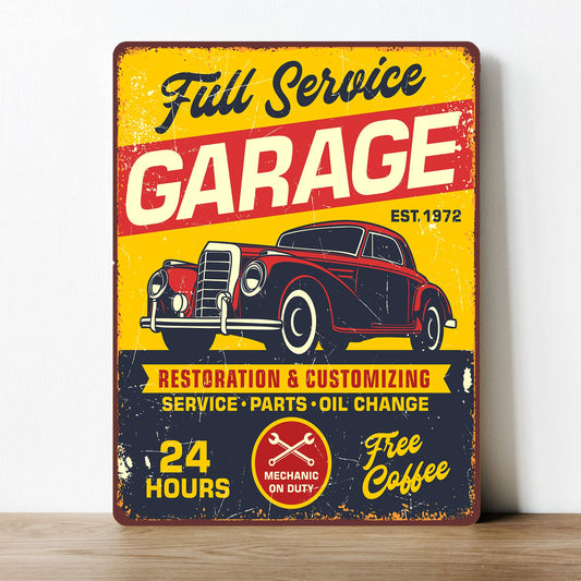 Full Service repair Garage Parts Car | Metal Sign Plaque