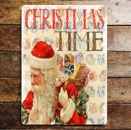 Christmas time Santa Wall | Metal Sign Plaque
