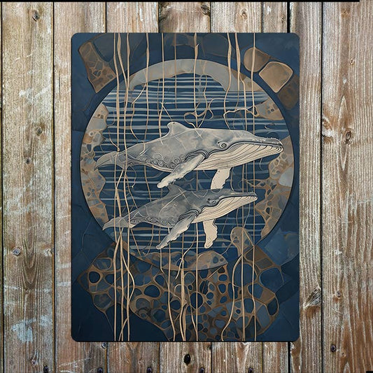 whales under the Sea Nautical | Metal Sign Plaque