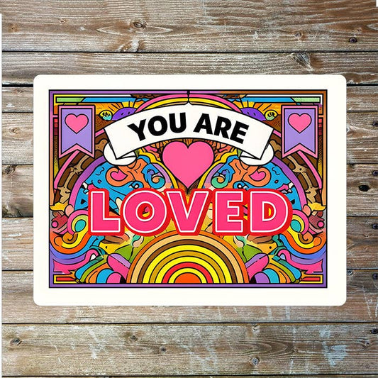 Bright Pop Art You Are Loved Heart | Metal Sign Plaque