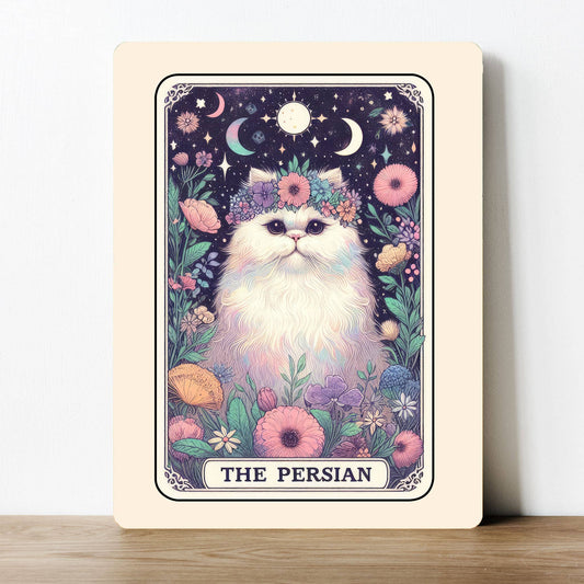The Persian Cat Tarot Card Magic Metal Sign Plaque