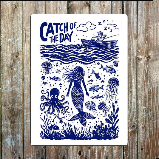 Mermaid catch of the day Sea Nautical | Metal Sign Plaque