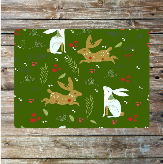 Easter Rabbits Flower Field Pattern | Metal Sign Plaque