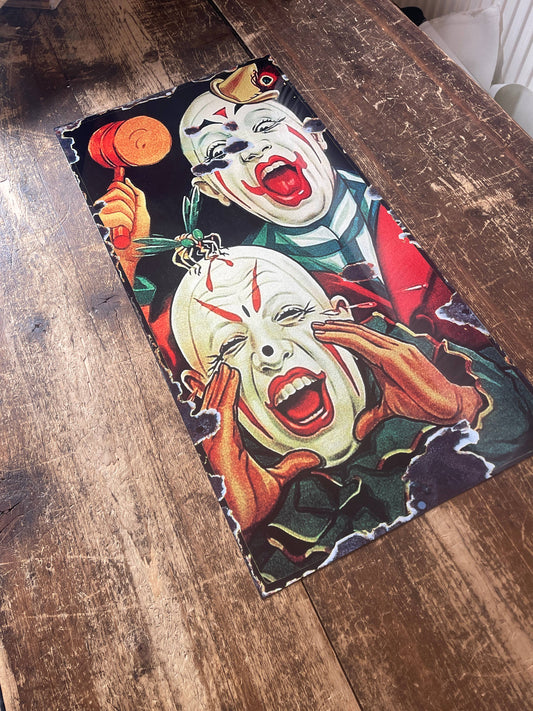 Circus 2 Clown Shouting | Metal Sign