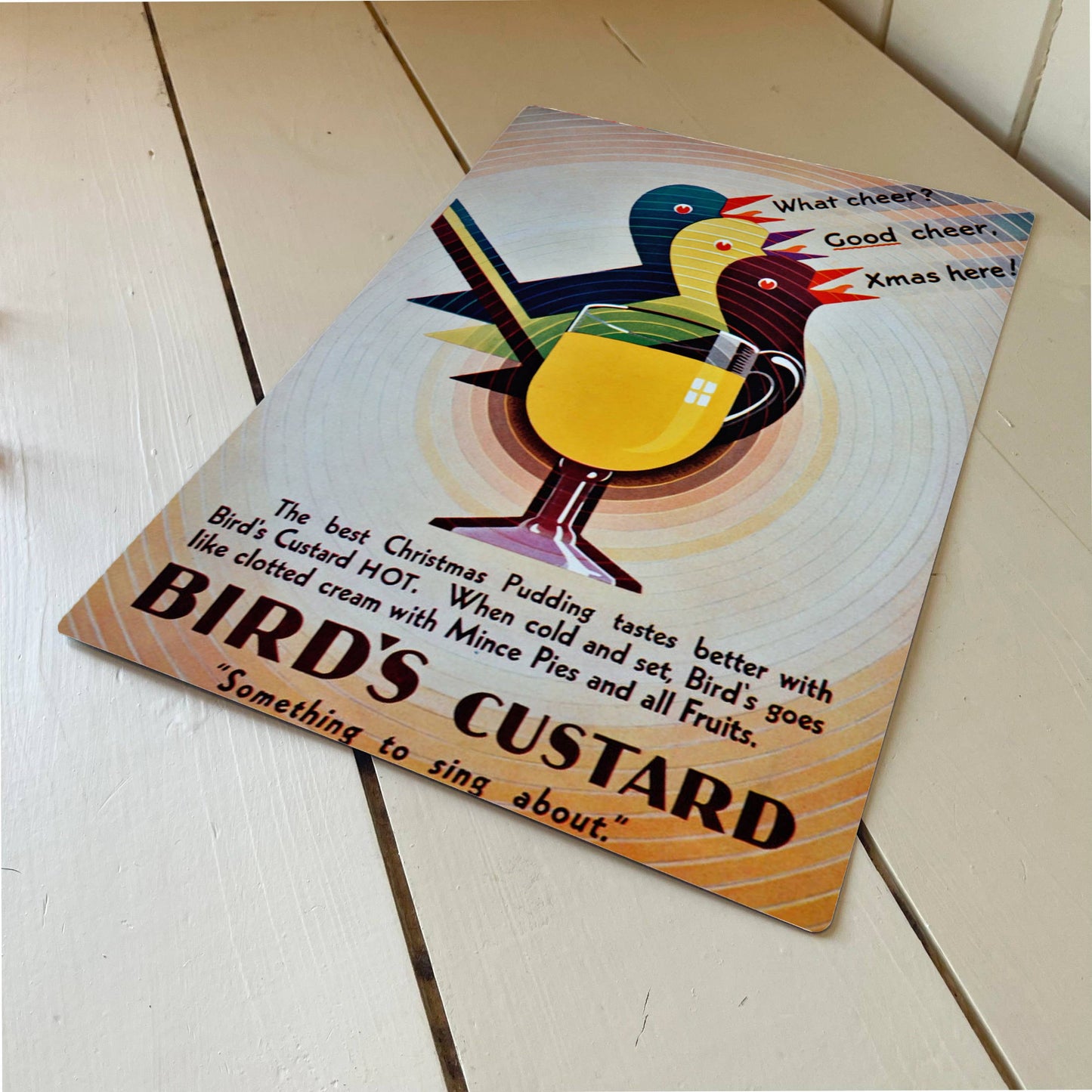 Something to Sing Birds Custard xmas Metal Sign