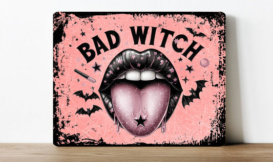 Bad Witch Tattoo Halloween Spooky Horror | Metal Sign Plaque