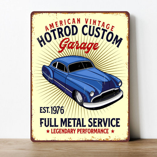 Hotrod Classic Garage Service Parts Car | Metal Sign Plaque