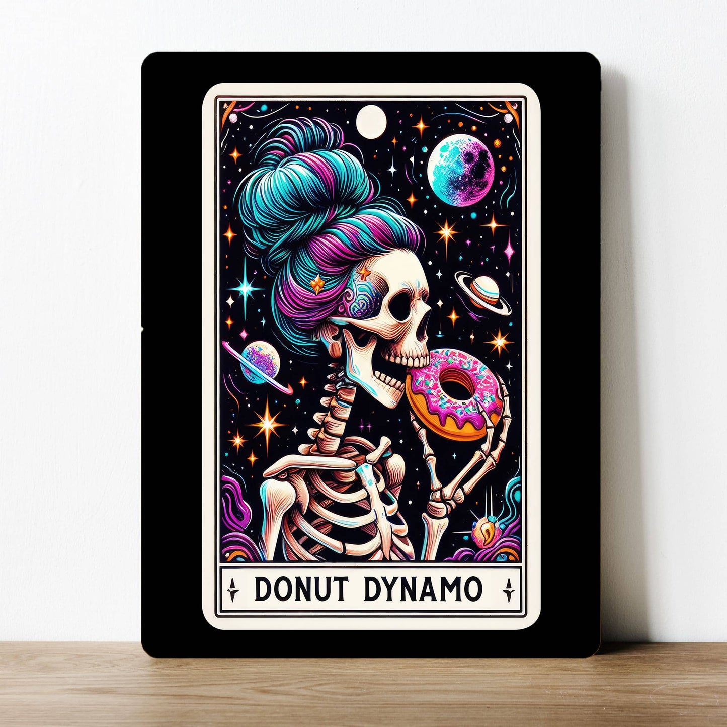 Tarot Card Donut Dynamo Skull Metal Sign Plaque