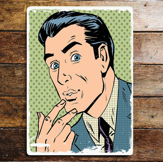 Cartoon Man News Suit and Tie | Metal Sign Plaque