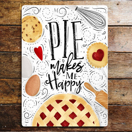 Pie Makes Me Happy Cherry Lattice Jam Metal Sign Plaque