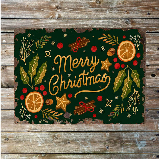 Merry Christmas green | Metal Sign Plaque