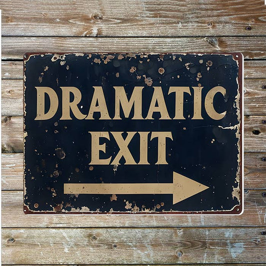 Vintage Style Dramatic Exit Arrow Rust | Metal Sign Plaque