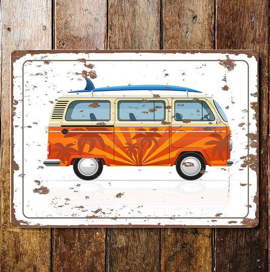 VW Camper Surf Life Orange  | Metal Wall Sign Plaque