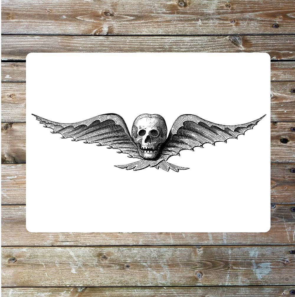 Skull with bat wings Metal Sign Plaque