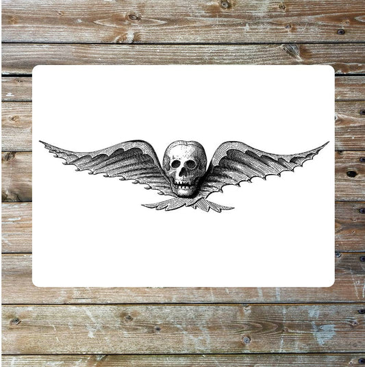 Skull with bat wings Metal Sign Plaque