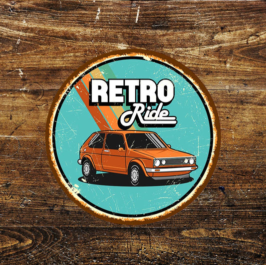 Retro Ride Garage Car Automotive Circle Metal Sign